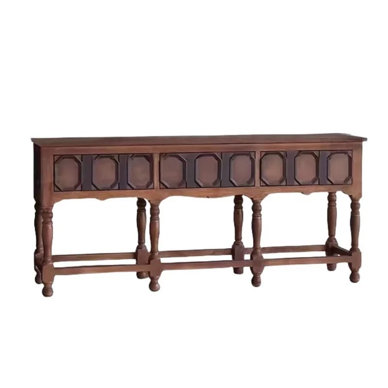 wood porch cabinet, villa living room high-end carved Roman column decorative cabinet, American light luxury dining side cabinet