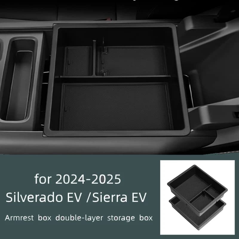 Suitable for 24-25 Heisorod Silverado EV/Sierra EV armrest box storage box handrain box storage box black ABS material