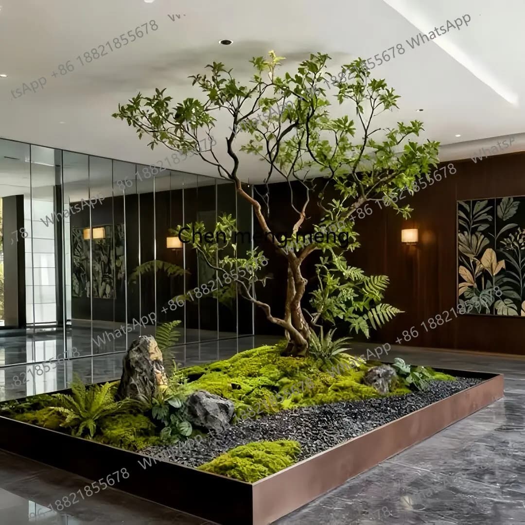 Imitation window landscaping plants indoor bionic green plants decorative trees large simple landscape