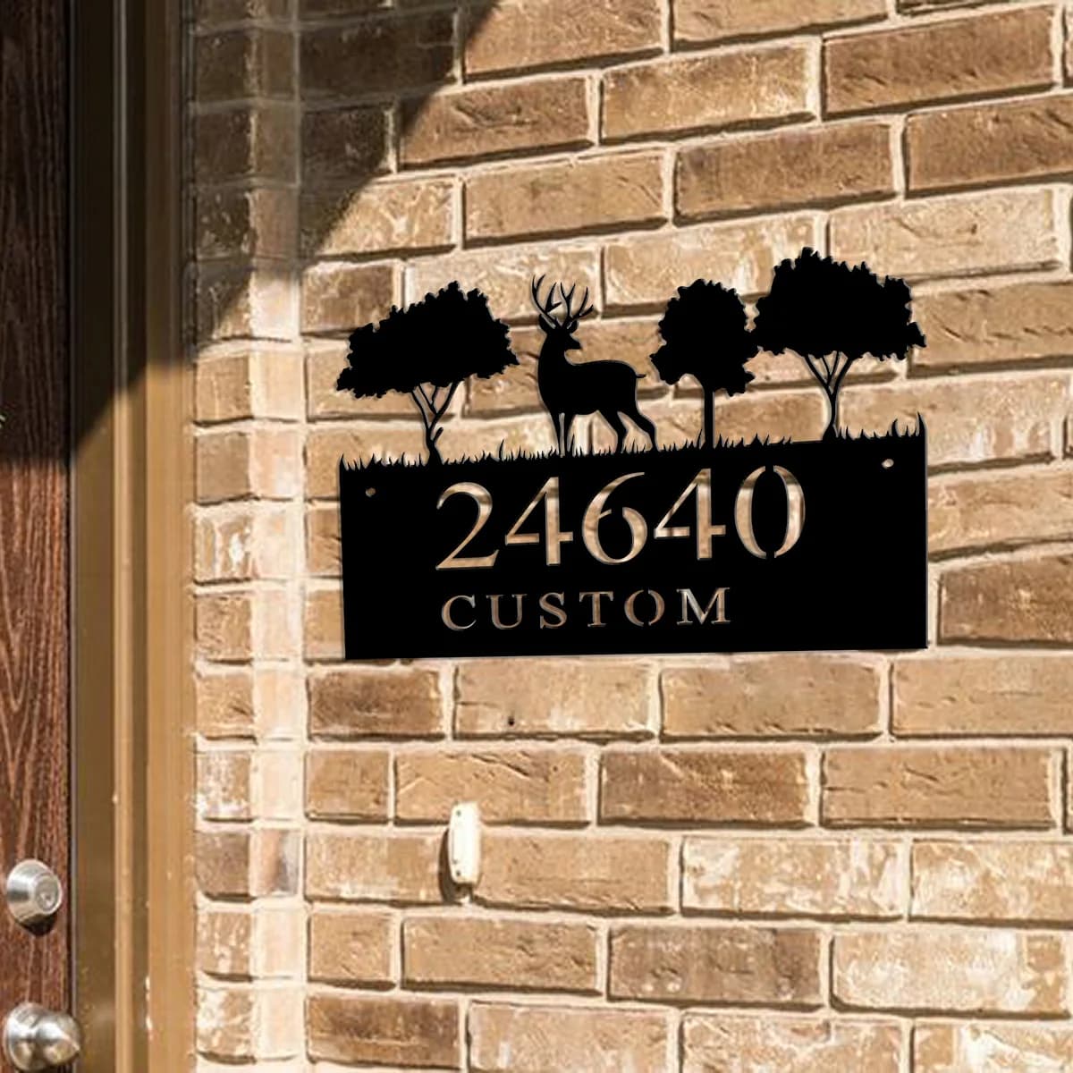 Forest Deer house numbers House number sign Address plaque Metal Panel Housewarming Gift Name Plaque Customization