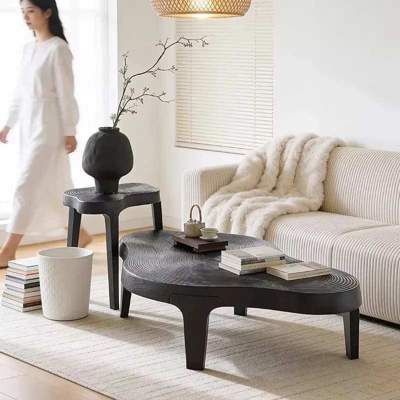 DSA medieval wabi sabi wind irregular coffee table retro homestay living room black solid wood coffee table coffee table