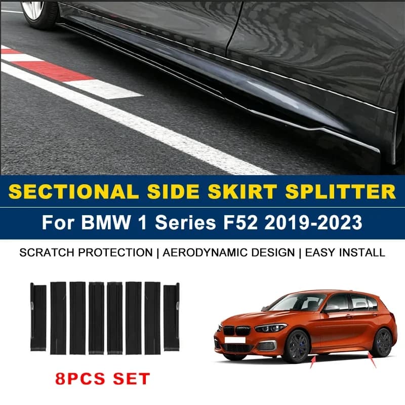 2m Sectional Side Skirt Extension Lips Side Spoiler, Car Exterior Modified Upgrade Kit For BMW 1 Series F52 2019-2023 2020 2021