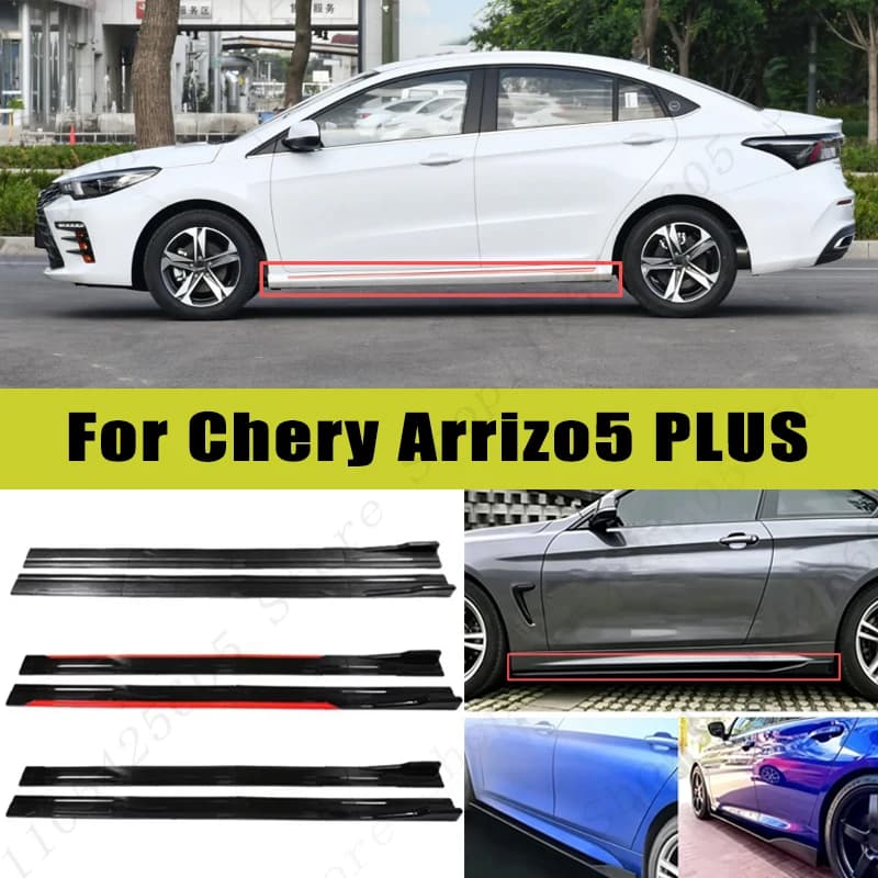 For Chery Arrizo5 PLUS Racing Sport Side Skirts 2.0/2.2M 86.6" ABS Splitters Extended Lip Body Kit Bumper Modified Parts 8Pcs