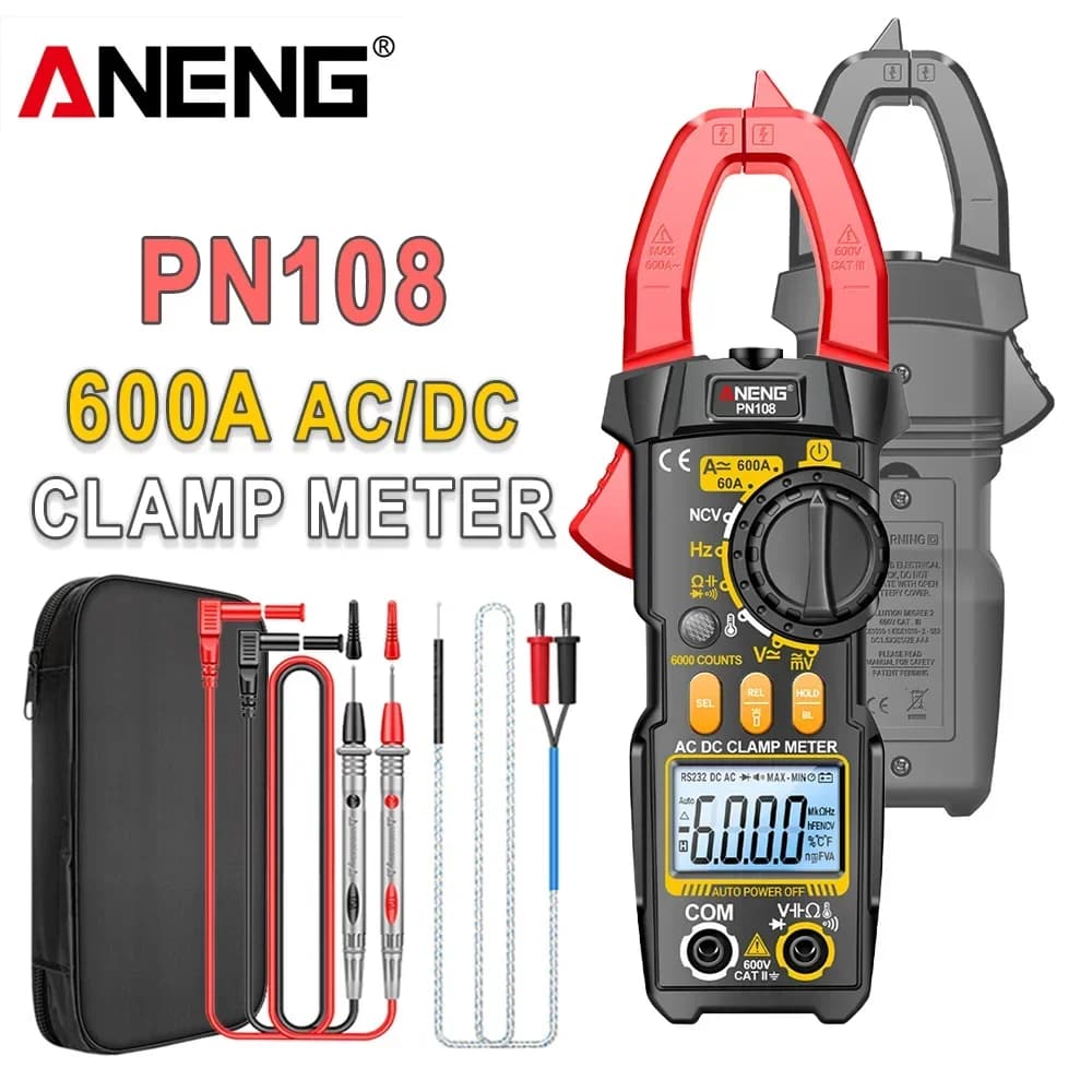 ANENG PN108 Clamp Meter Multimeter High Precision 6000 Counts AC/DC Voltage Tester 600A Current Resistance Capacitance Test Tool