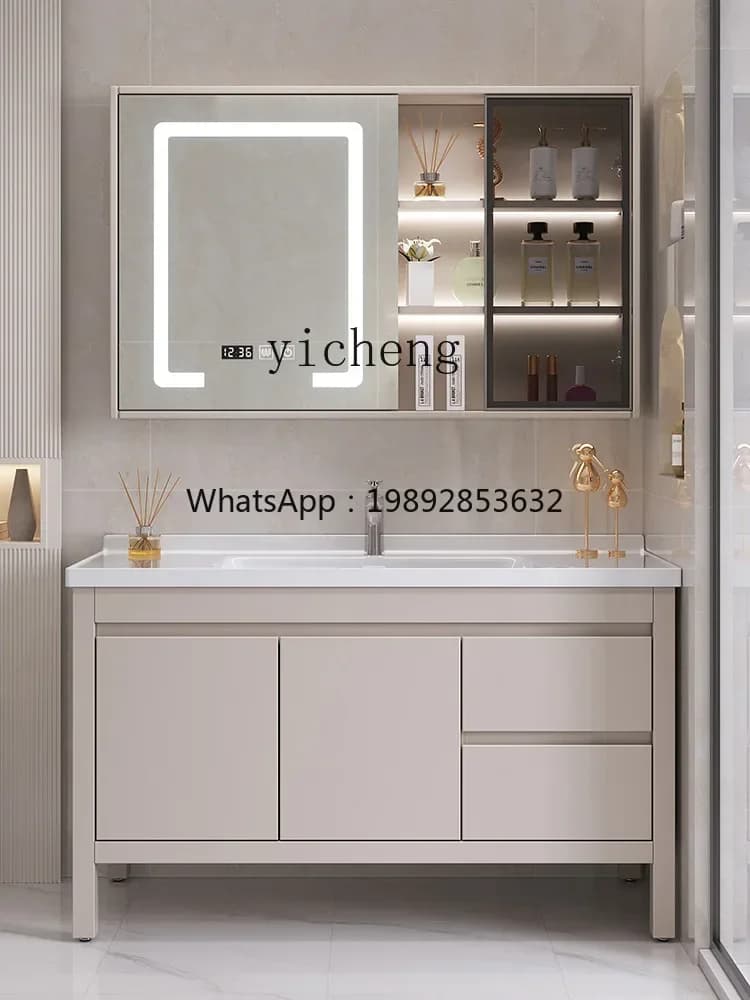 Oak Bathroom Cabinet Combination Solid Wood Wash Basin Cabinet Washstand Ceramic Whole Washbin