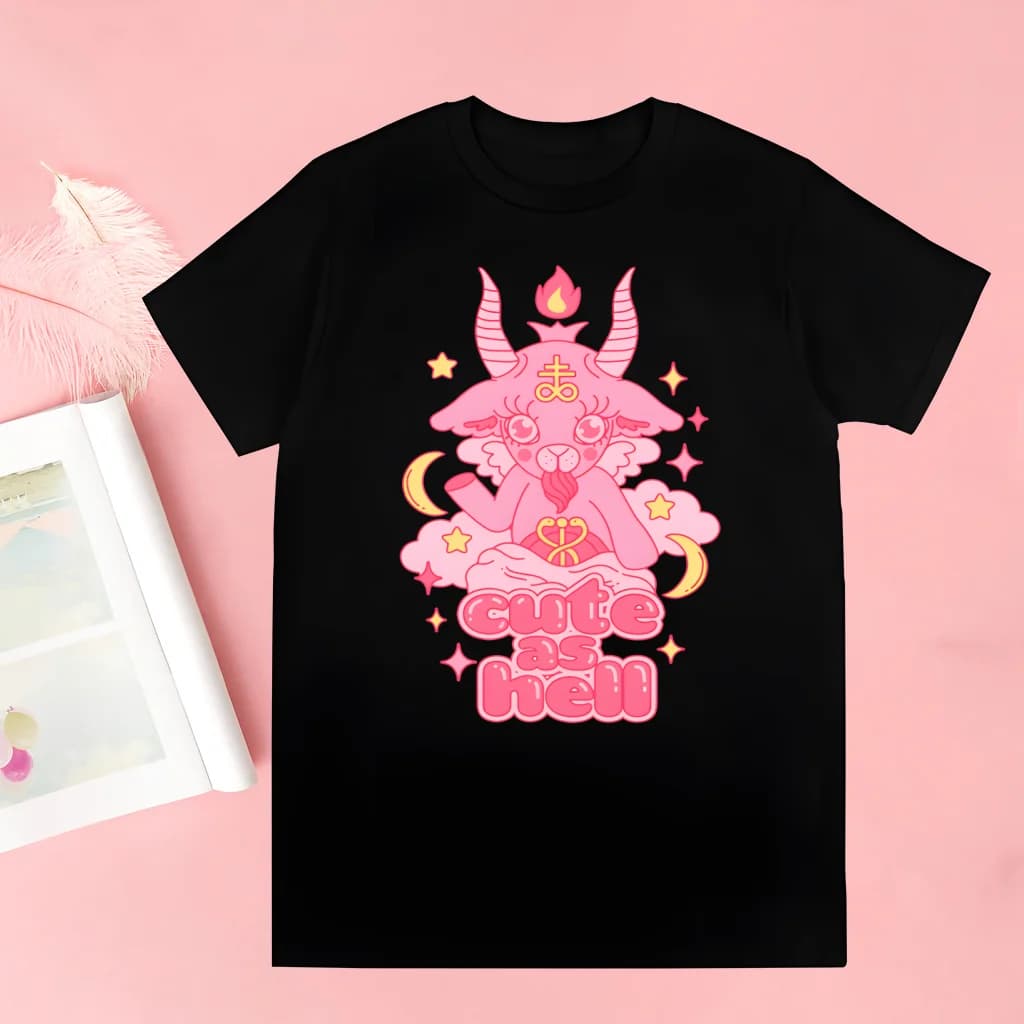Baphomet Satan Demon Ghost Occult Goat Scary Evil Funny T Shirt Men New Casual Short Sleeve Tshirt Homme Manga Unisex T-shirt