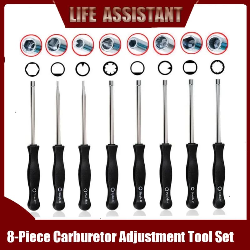 8-Piece Carburetor Adjustment Tool Set - Screwdrivers with Single D, Double D, and Hex Socket Ends from KUNLIYAO car accessories