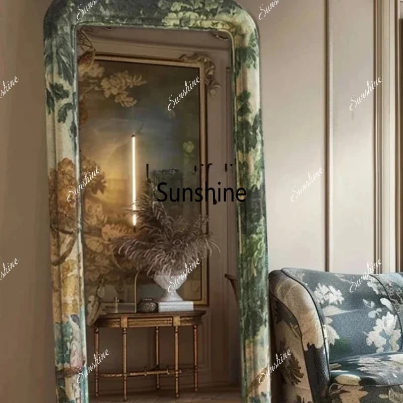 Chinese Style Song Dynasty Aesthetic Design Floor Full-Length Mirror Living Room Cloakroom Wall-Mounted Full-Length Mirror