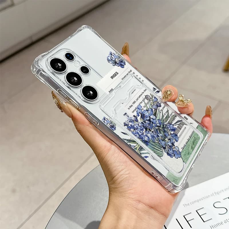 Rotating starry sky for Samsung Galaxy S25 Ultra S20 FE S21 S22+ S23 Plus S24 S26Edge softshell Transparent card pack phone case