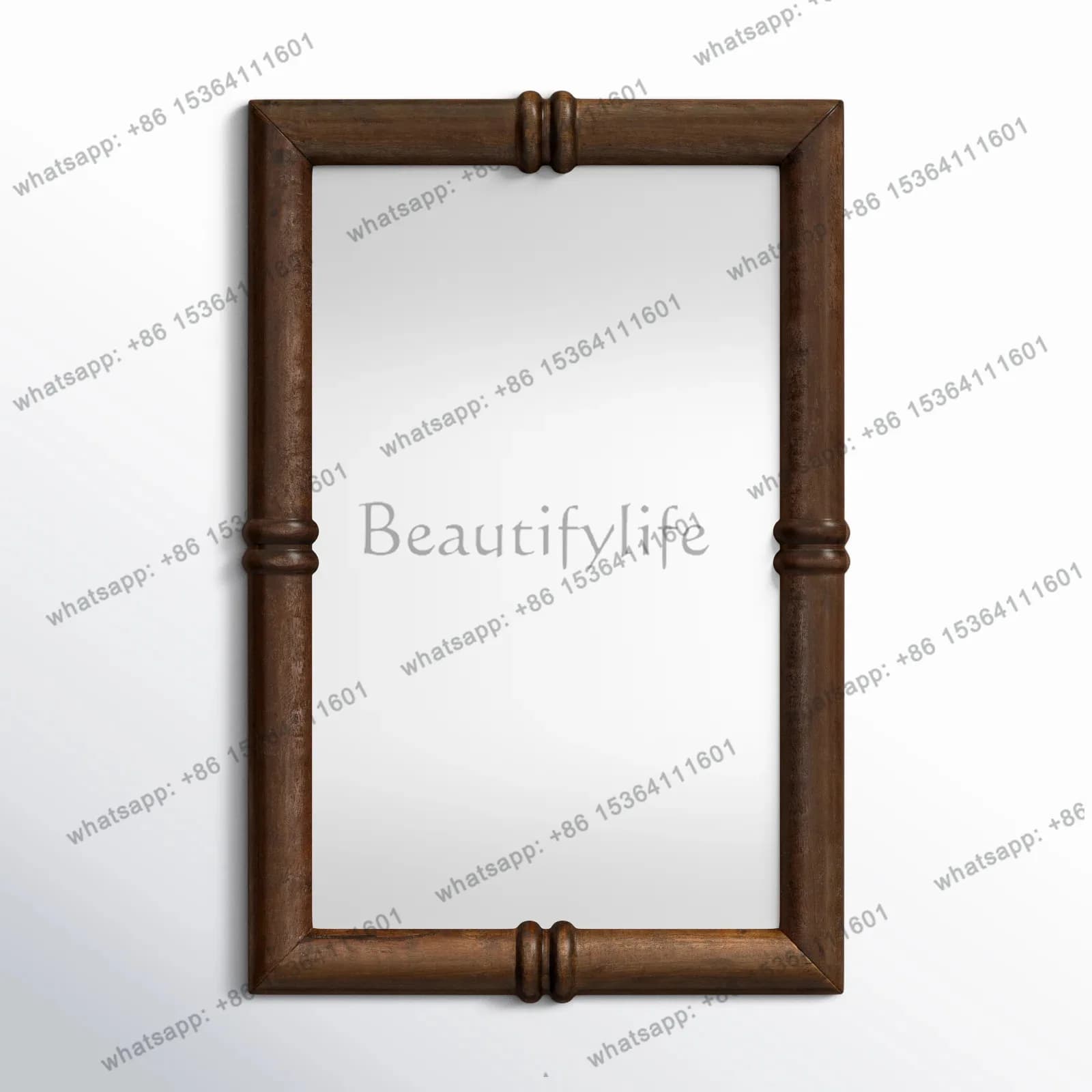 New Chinese retro minimalist art mirror bamboo design wall-mounted bathroom mirror