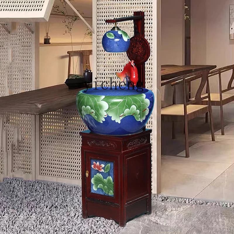 L7-14 new ceramic cabinet floor-to-ceiling fish tank household entrance living room fish basin office ornament