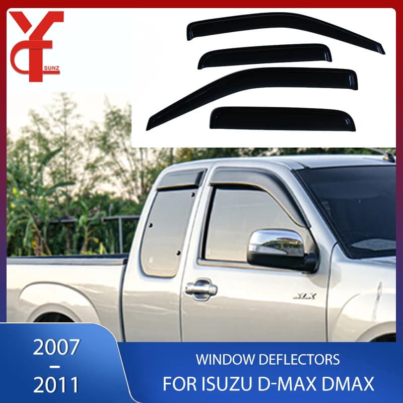 ABS Window Deflector For Isuzu D-max Dmax 2007 2008 2009 2010 2011 Door Shield Accessories Black Sun Rain Window Visor Ycsunz