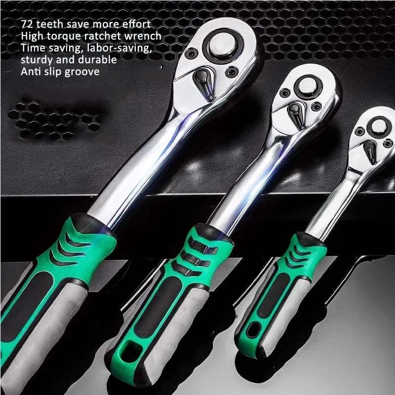 216 Piece Mechanic Tool Set 24-Tooth Ratchet 1/4" 3/8" 1/2" Socket Wrench Kit for Automotive And Motorcycle Repair