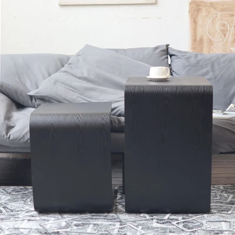 C-Shaped Coffee Tables Minimalist Mobile Tea Table Solid Wood Side Table for Sofa Nordic Living Room Furniture for Small Spaces