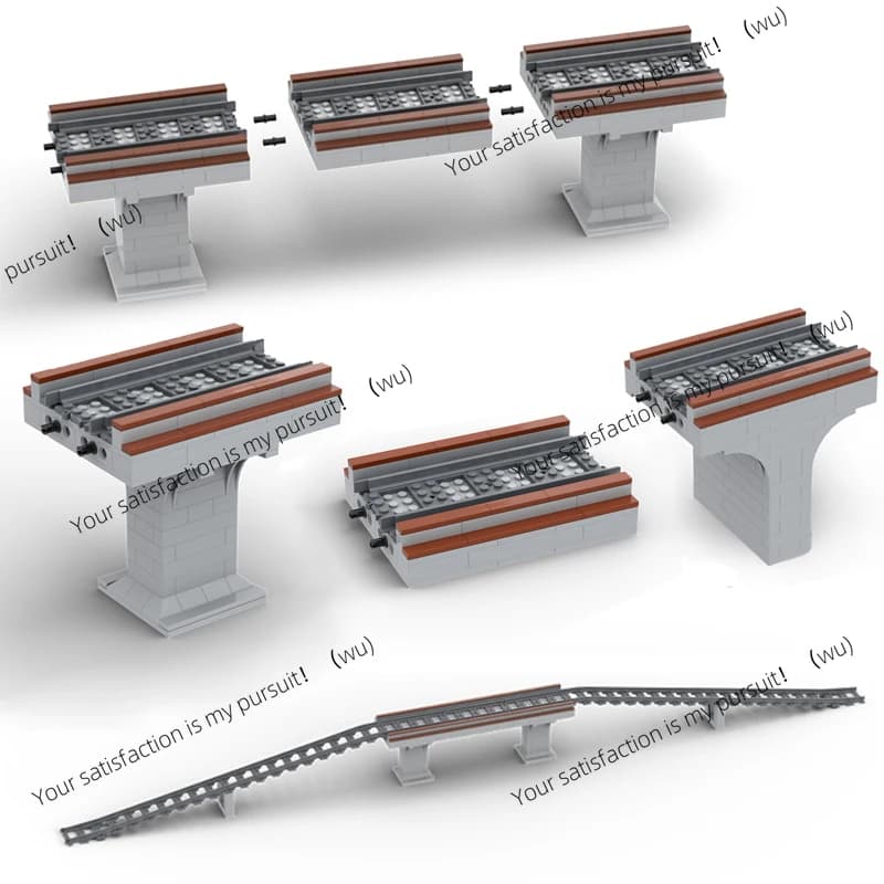 Train Track Bridge Dock Ramp Accessories Track Model Blocks DIY Bricks Toys Gifts for Boys