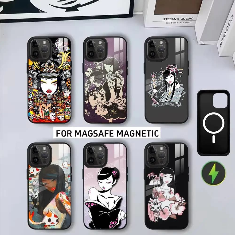 J-Japan T-okidokis Girl Phone Case For iPhone17,16,15,14,13,12,11 Plus,Pro Magnetic For Magsafe Wireless Charging