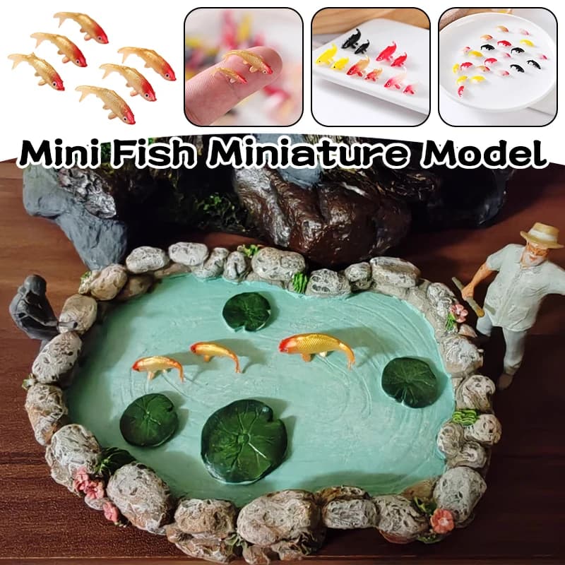 50Pcs Mini Carp Ornaments 2.2cm 1.5cm Small Koi Fish Resin Epoxy Goldfish Gifts Drip Gel Fish Tank Accessories Home Decor Crafts