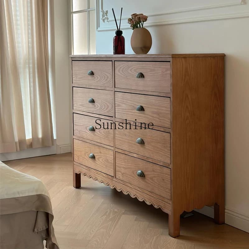 American retro solid wood chest drawer dining side living room entrance storage cabinet  FT