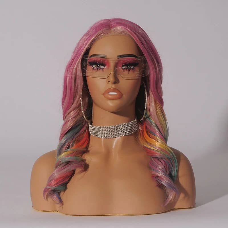 European and American skin tone double shoulder women's head mold wig model head earrings display model head bracket