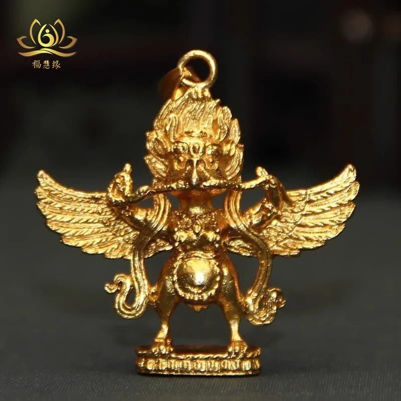 Pure copper gilded big-peng golden-winged bird , Tibetan craft accessory, wearable pendant