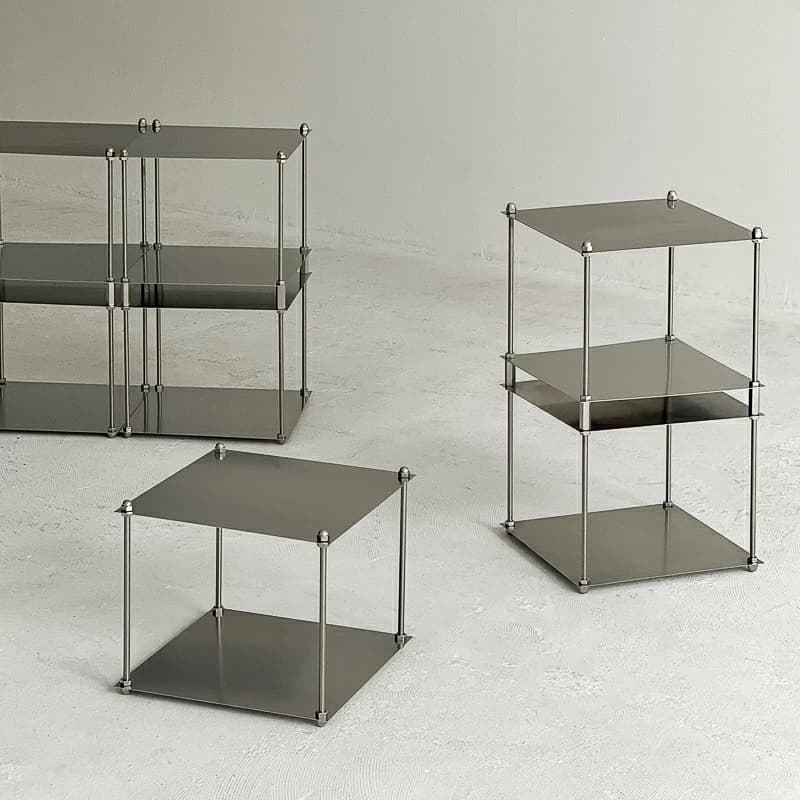 Bauhaus Metal Silver Stainless Steel Modular Shelf Floor Rack Decoration Storage Rack on the wall of the living room