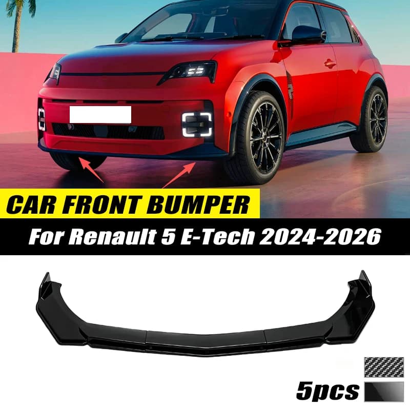 For Renault 5 E-Tech 2024-2026 Front Bumper Lip Front Guard Spoiler High-quality ABS Material Body Kit Front Lip Accessory