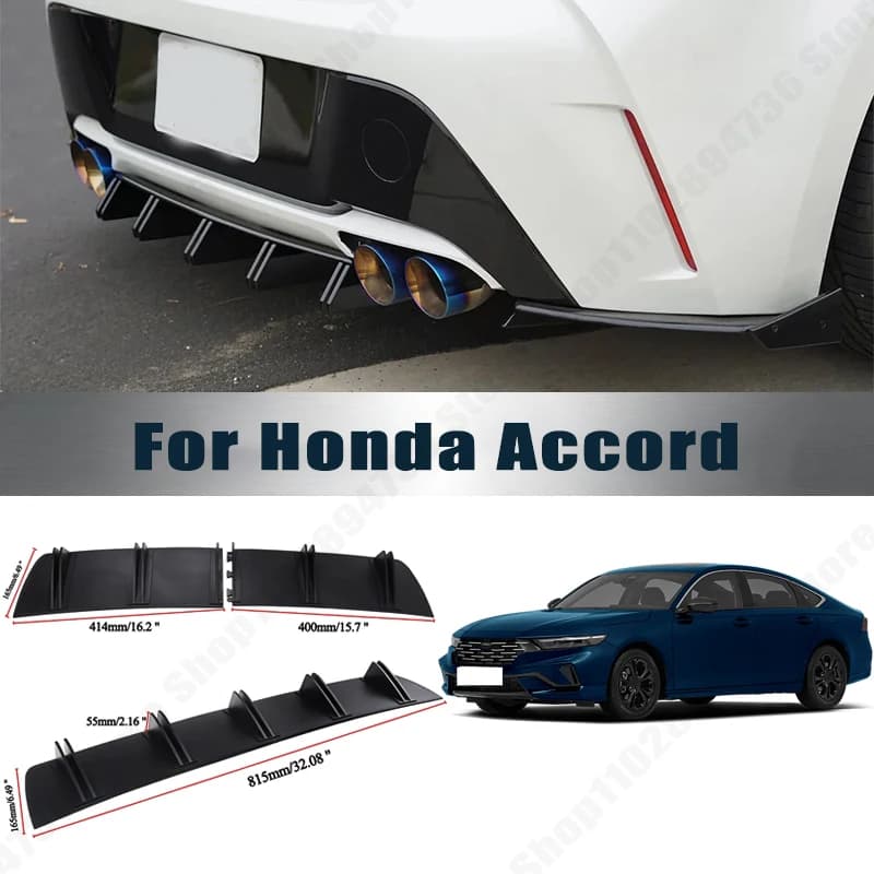 For Honda Accord Rear Diffuser Shark Fin Double Wing ABS Curved Aero Spoiler Anti-Collision Chassis Protector Car Styling
