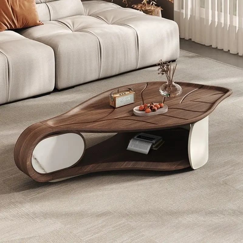 Modern light luxury leaf coffee table Italian home living room designer creative walnut simple high-end tea table