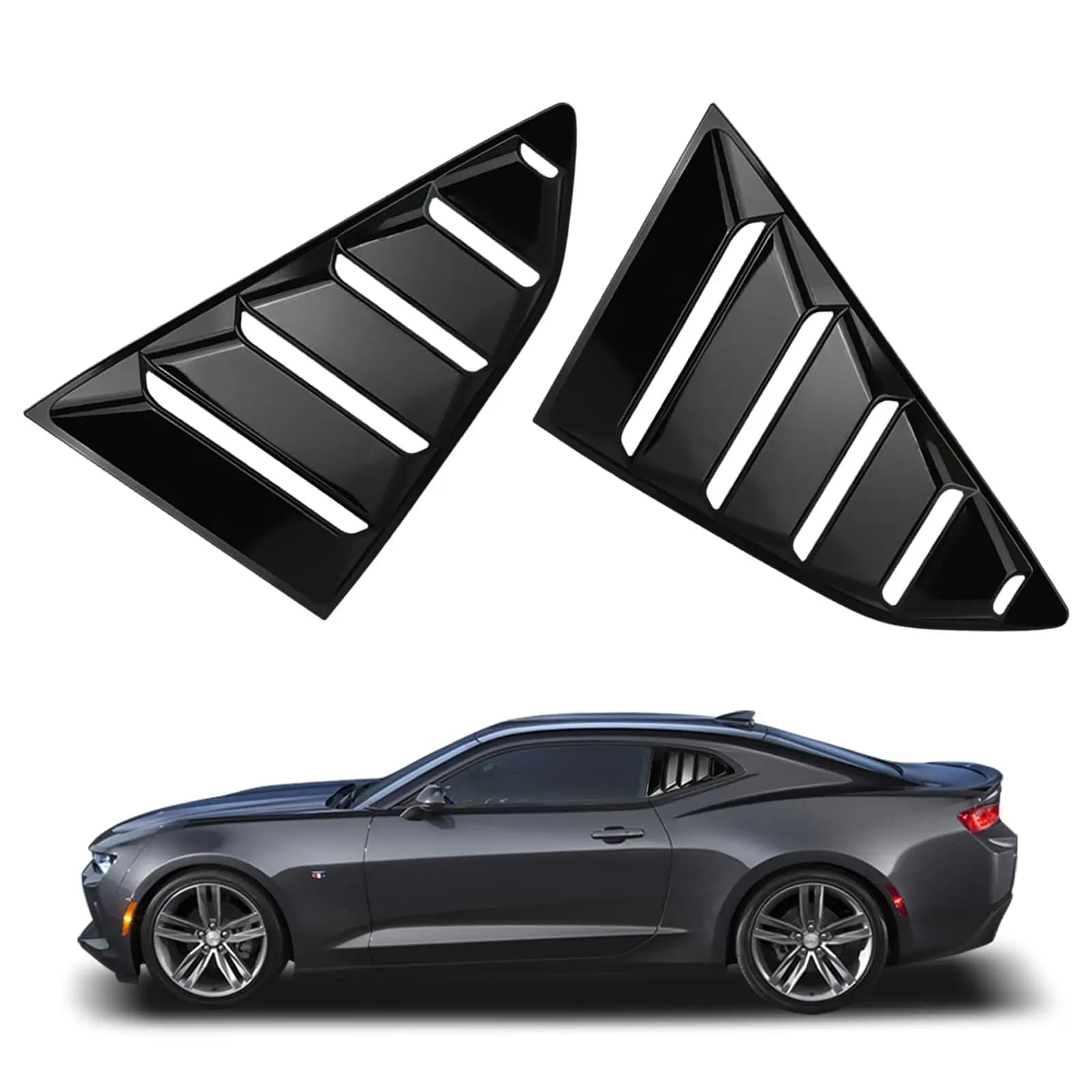 Fit for 6th Chevrolet Chevy Camaro 2016-2022 Quater Window Louvers Side Vent Trim 2PCS Car Rear Window Shutter Cover Spoiler