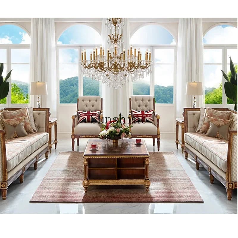 Neoclassical European luxury fabric large villa 123 sofa combination furnitureX