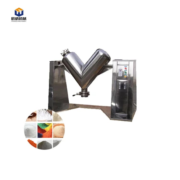 Mini V Type 2L Stainless Steel Protein Spice Blender Mixer Automatic Food Processing Dry Powder Mixing Machine