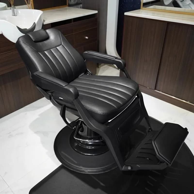 High-end barber shop chair men's retro oil head chair reclining shaving and trimming face lift chair hair salon special hair