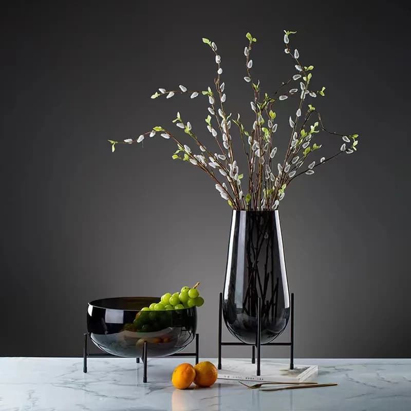 Light luxury vase glass fruit plate ornament modern simple home living room dining table coffee table high-end soft decoration