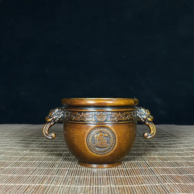 Antique Collection Double- , Elephant-Eared Incense Burner, Storage Jar, Decorative Home Accessory