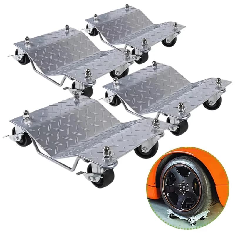 Silver car with 4 brake wheels and casters, simple car with CE