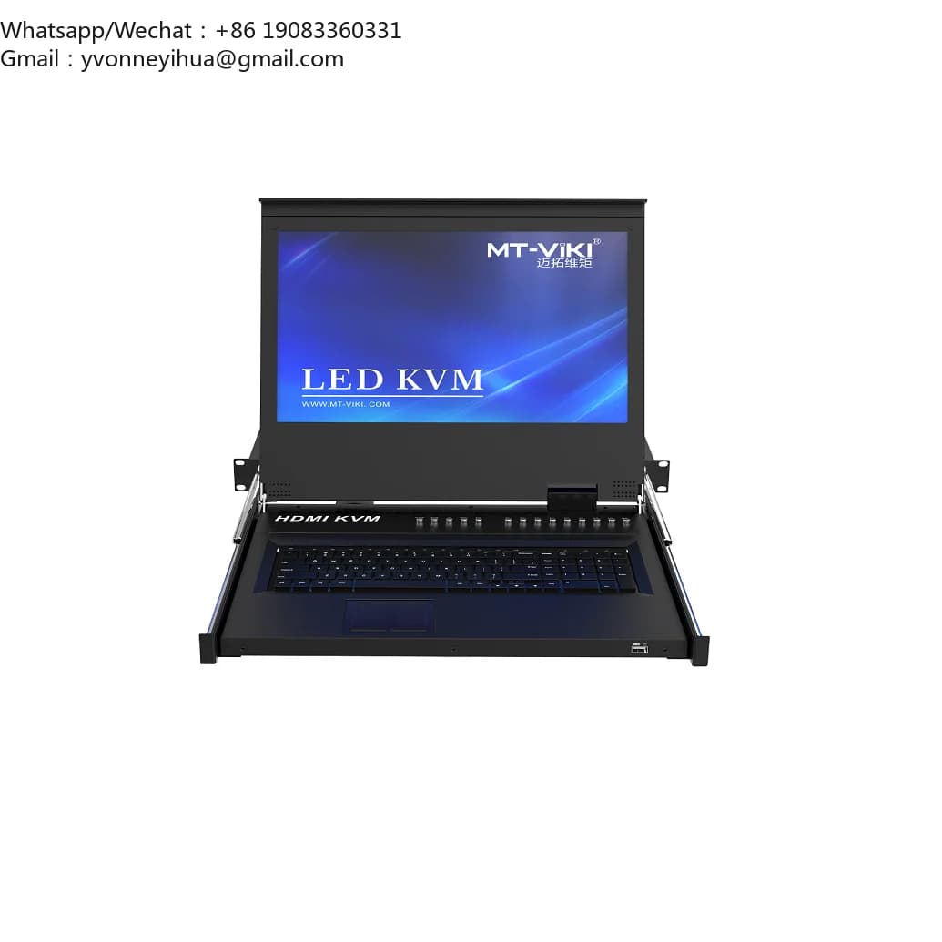 17.3 Inch HDMI LCD KVM Switch 8 Port + 8-pack Cables, MT-VIKI 8x1 LCD KVM Console 1U Rack LCD KVM Switch