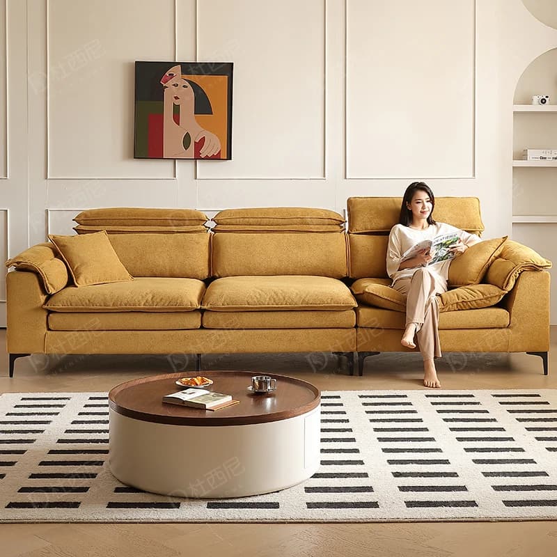 LH removable and washable cotton and linen fabric sofa living room high backrest adjustable chenille sofa