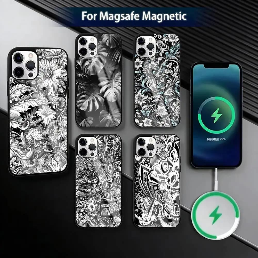 Super Cool Black Graffiti  Phone Case For iPhone17,16,15,14,13,12,11 Plus,Pro Magnetic For Magsafe Wireless Charging