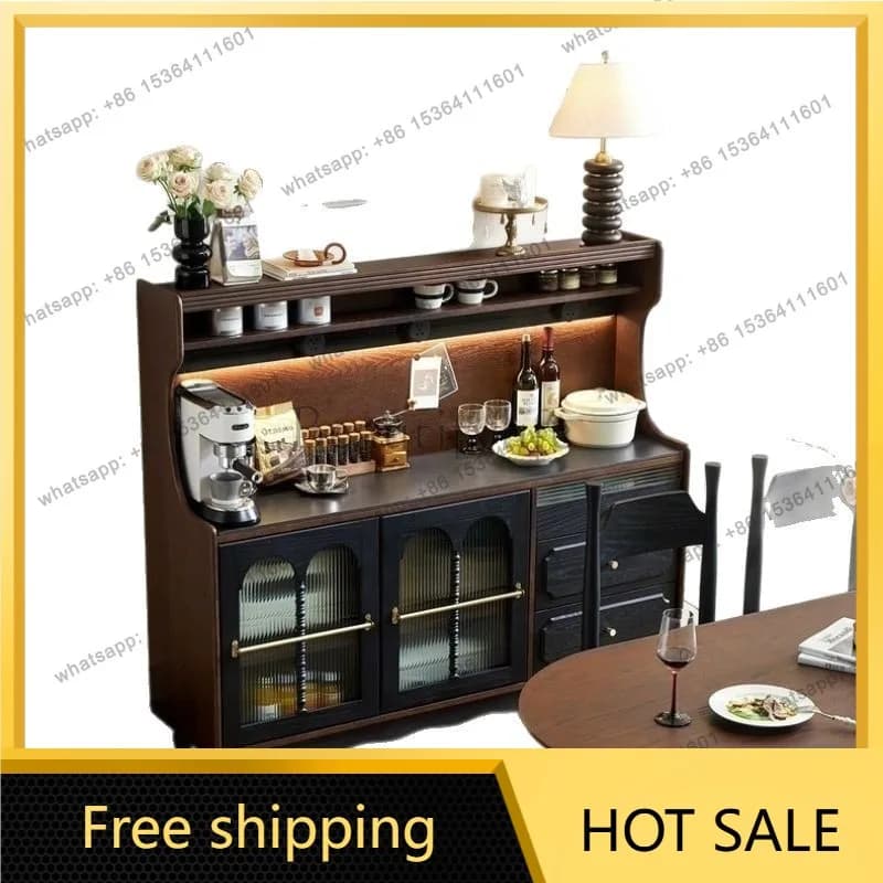 LS French side cabinet American retro living room new coffee table medieval solid wood storage locker