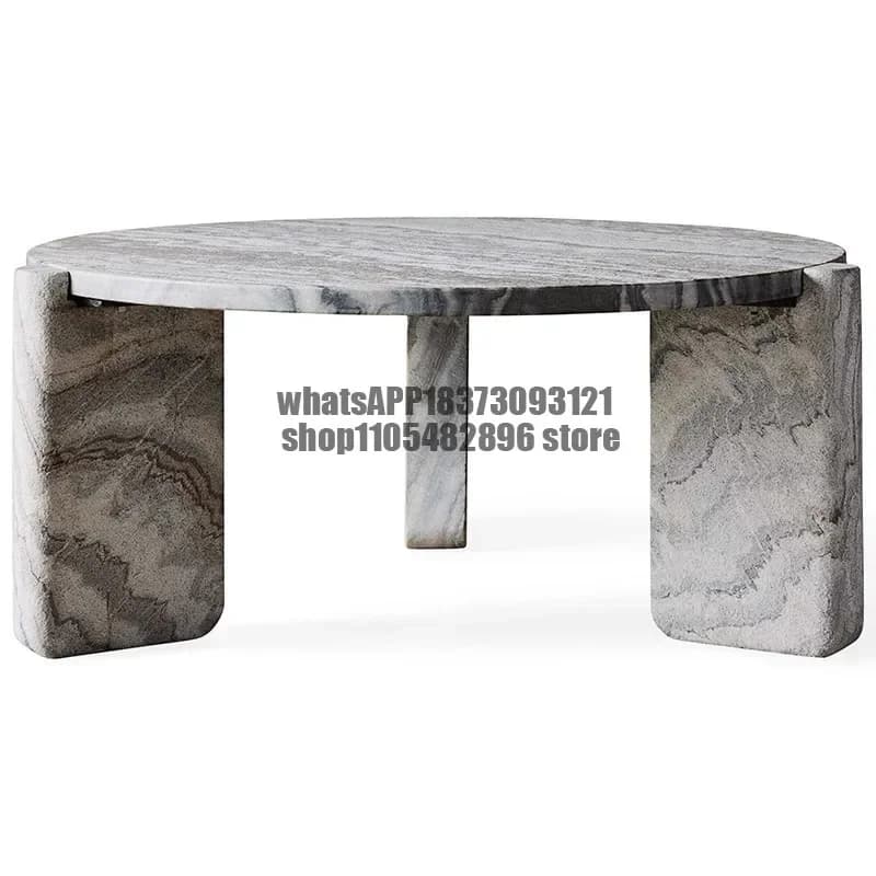 Natural marble coffee table, light luxury living room, minimalist tea table in homestays