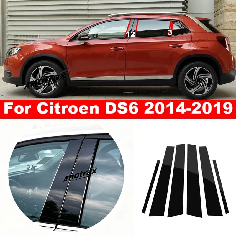 For Citroen DS6 2014-2019 Car Window Decorative Cover Center Film Pillar B C Pillar Sticker Automotive Accessories Cover