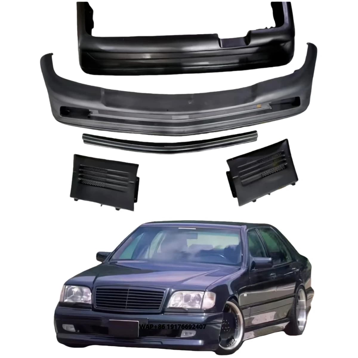 For W140 Upgrade Carbon Fiber Front and Rear Spoiler Side Spoiler,body Kits, Trunk Lid,diffuser,hood