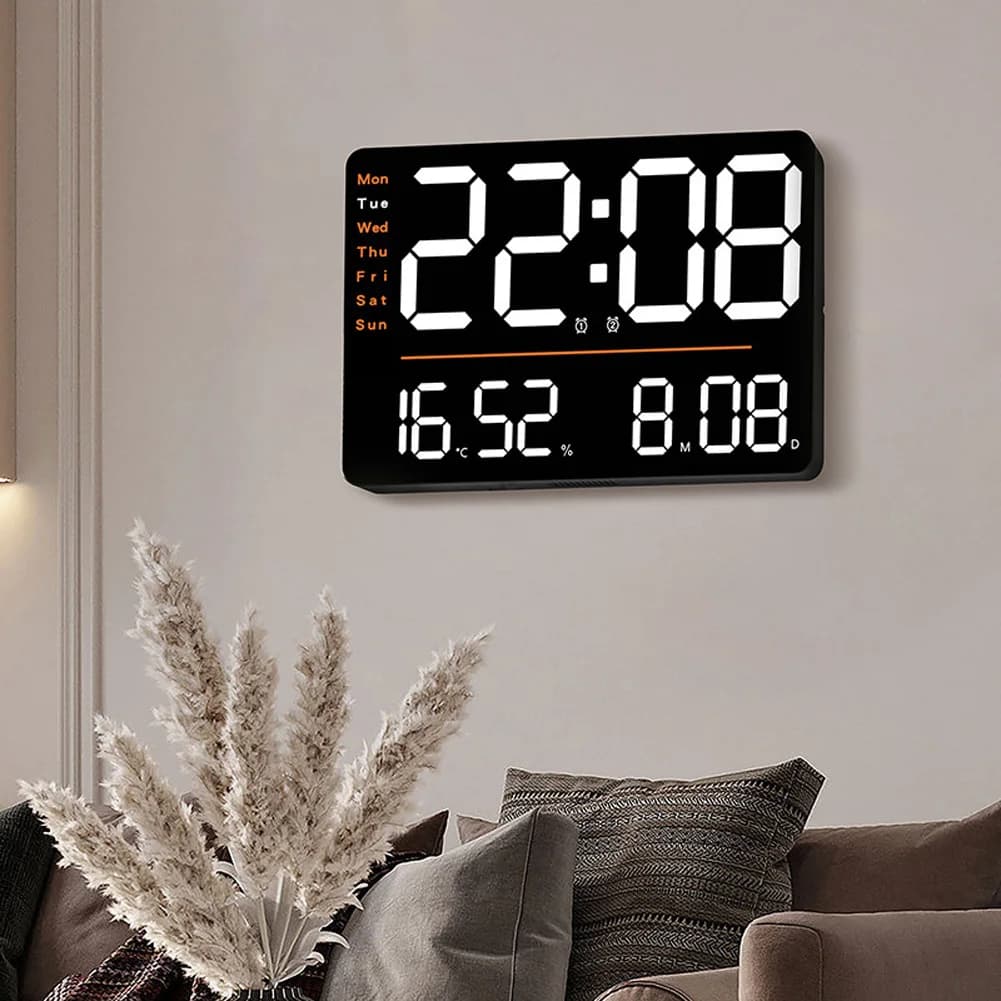 2025 Led Digital Wall Clock 12/24h Adjustable Brightness Temperature Humidity Display Table Alarm Clock Home Decor Wall Clocks