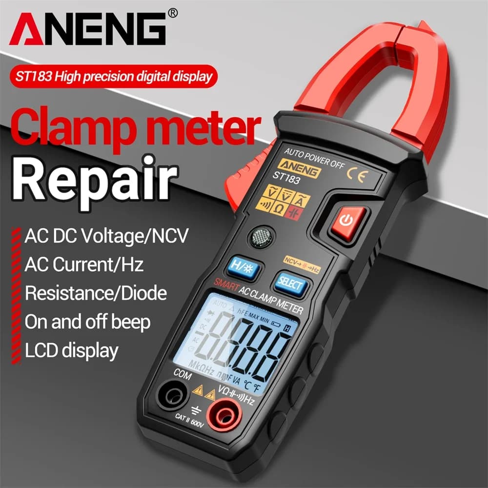 ANENG ST183 Clamp Meter AC Current 6000 Counts True RMS AC Voltage Tester Hz Capacitance NCV Ohm Test Tools