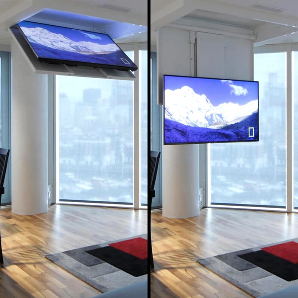 85-Inch Steel Ceiling TV Mount with Motorized Flip Remote Control Electric Drop Down Bracket