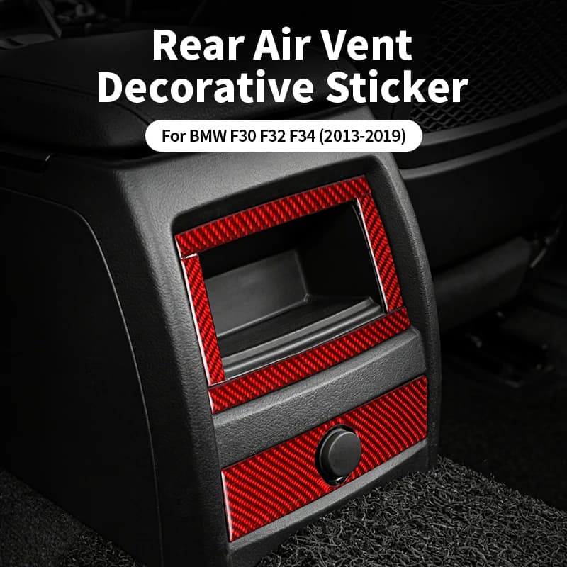 For BMW F30 F32 F34 (2013-2019) Car Accessories Carbon Fiber Interior Car Rear Seat Air Outlet Trim Frame Cover Decor Stickers