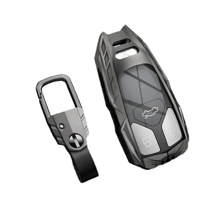 Premium Zinc Alloy Armor Key Case for Audi A4L/A6L/Q5L/Q7/8S/A7/A8 - Protective Armor Shell Key Bag Chain