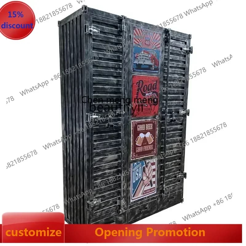 smt7486 Wrought iron industrial style container, coat cabinet, old locker, creative gym locker ss 7486