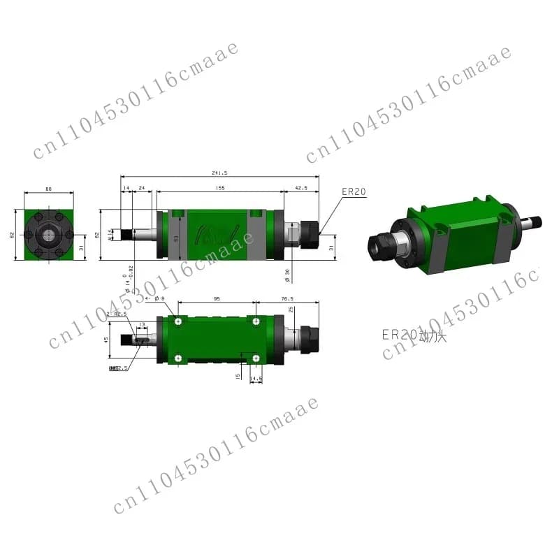 3000 rpm ER20 drilling power head 5 bearings waterproof spindle unit numerical control milling drilling machine