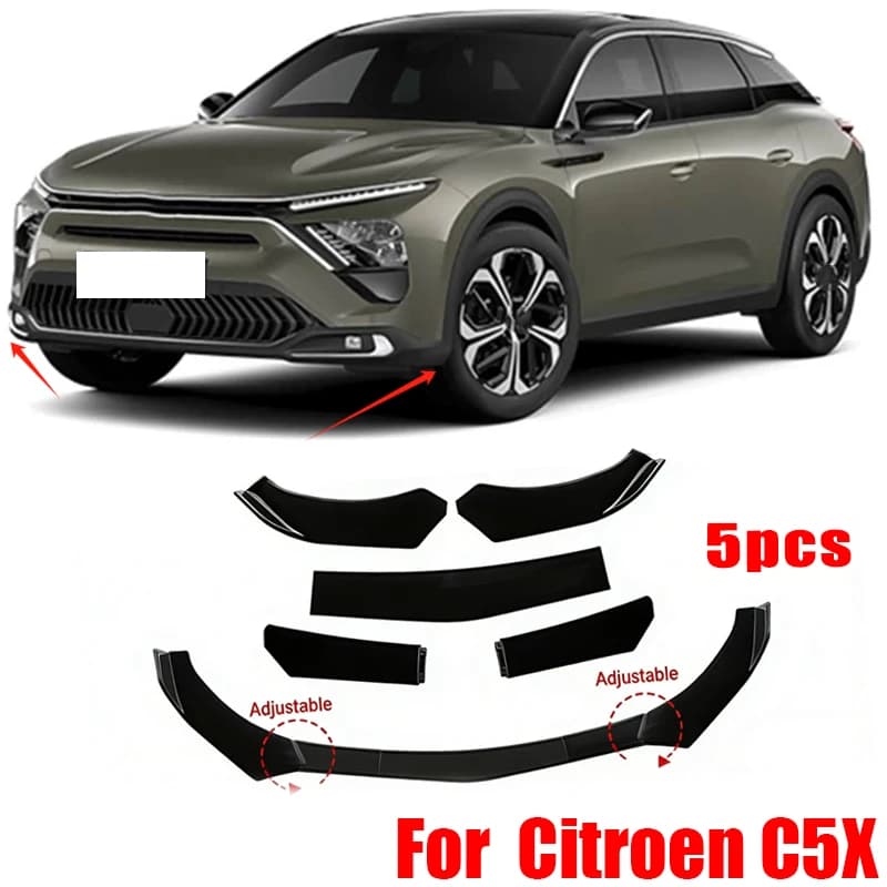5Pcs ABS Material Universal Car Front Bumper Separator Bumper Lip Body Kit Duck Lip Separator For Citroen C5X Car Accessories
